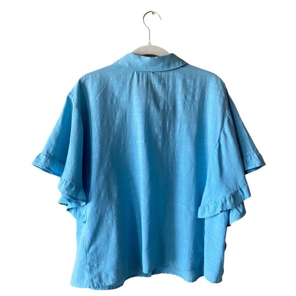 Universal Thread Flutter Sleeve Button Down Women’s Size XL Light Blue - Picture 8 of 8